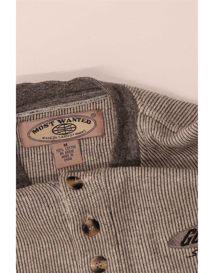 Top męski w stylu vintage z długim rękawem, średnio szary, bawełniany