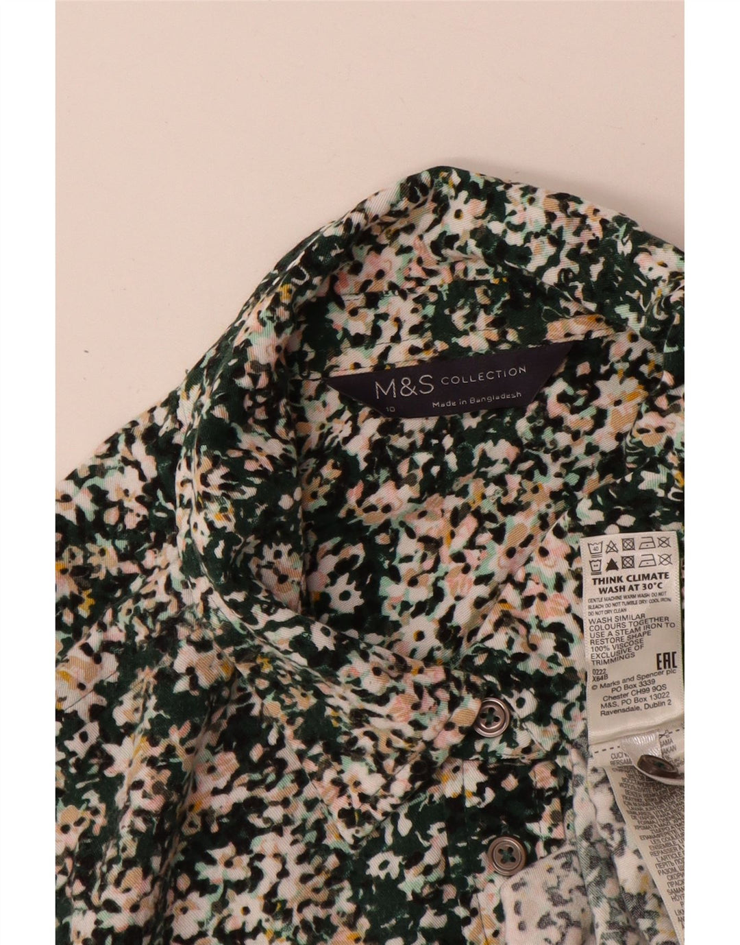 Damska bluzka koszulowa oversize Marks & Spencer UK 10, mała, zielona w kwiaty