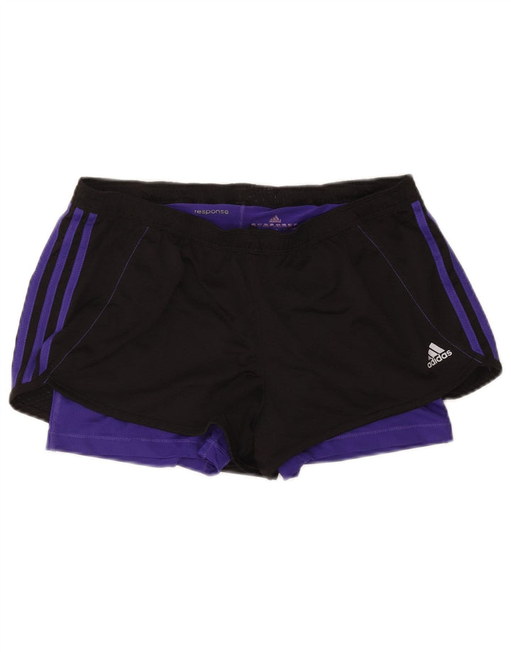 Damskie spodenki sportowe Adidas UK 12/14 Średni czarny poliester z blokami kolorów
