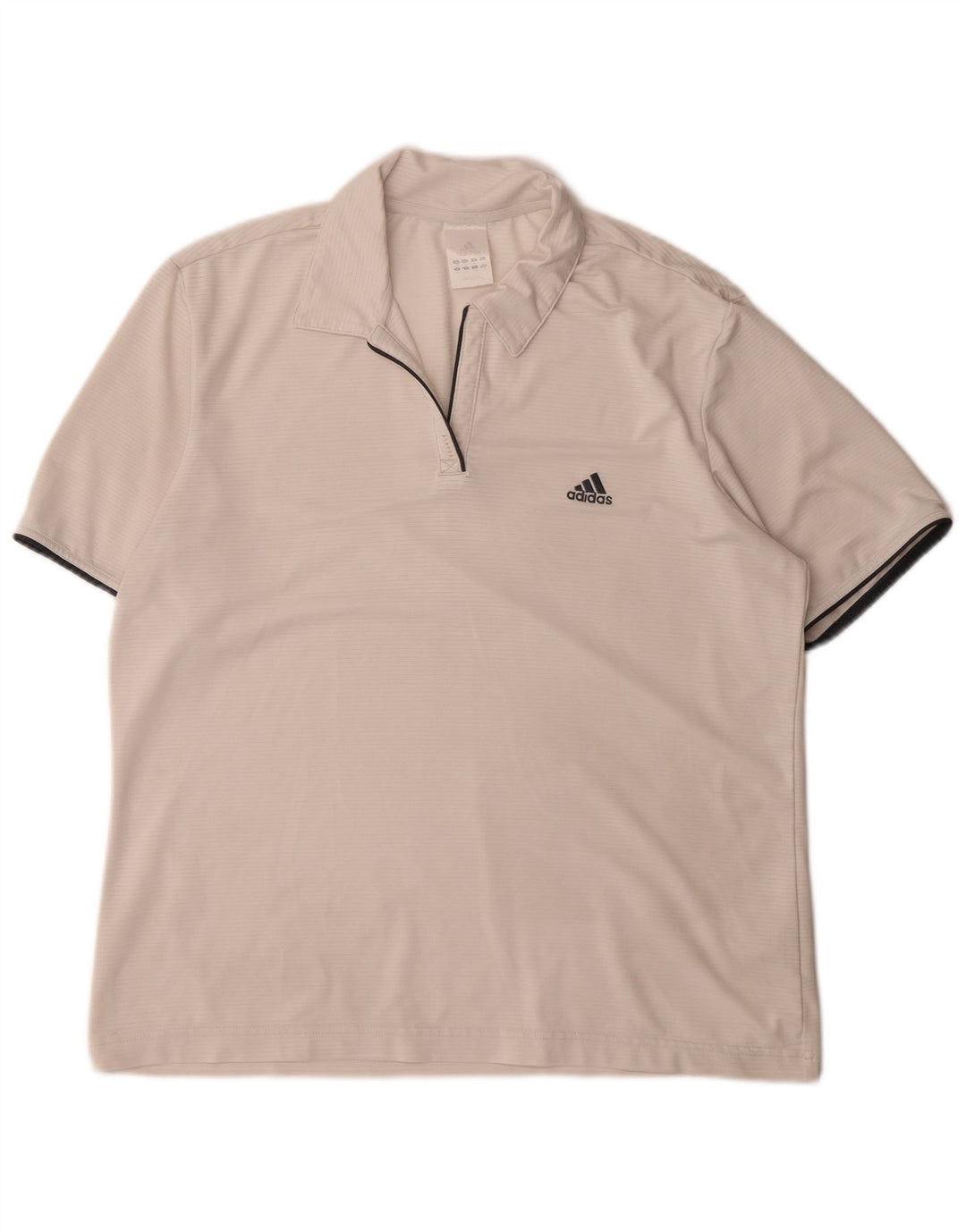 ADIDAS Womens Polo Shirt UK 16 Large Off White Striped Polyester
