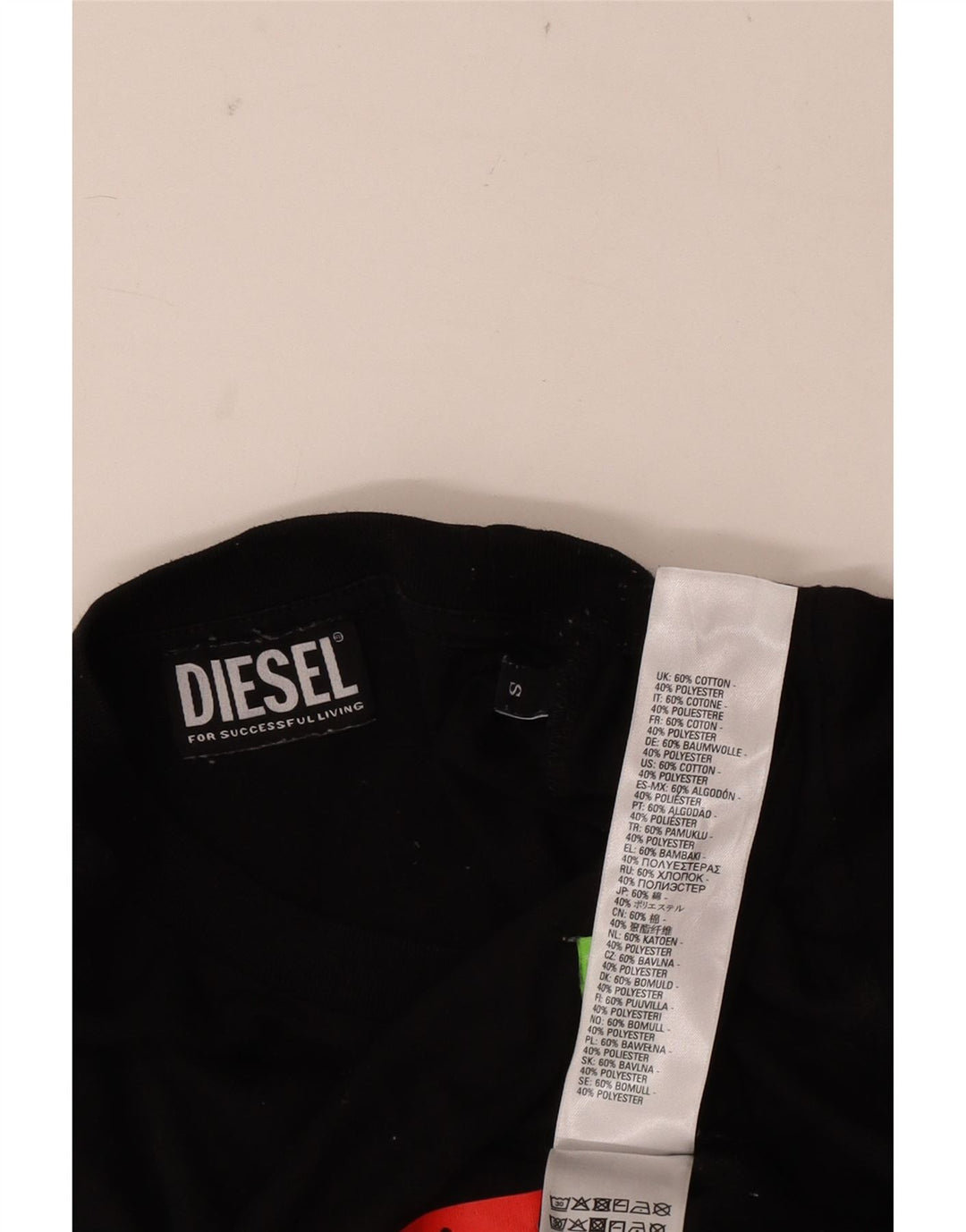 Męska koszulka z grafiką Diesel, mała, czarna, bawełniana