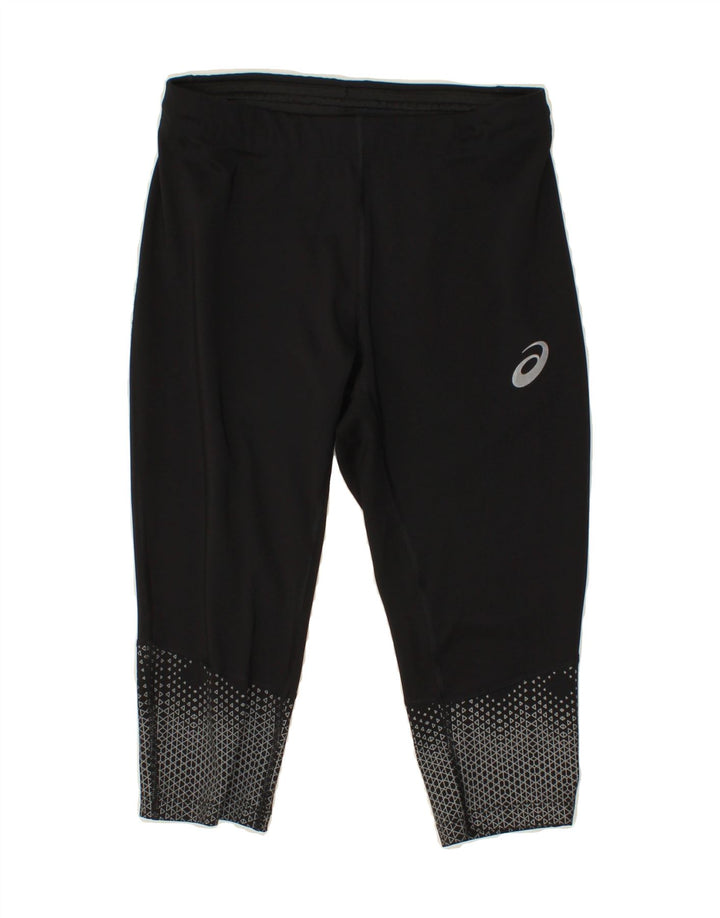 ASICS Womens Capri Leggings UK 14 Medium Black Geometric Polyester Vintage Asics and Second-Hand Asics from Messina Hembry 