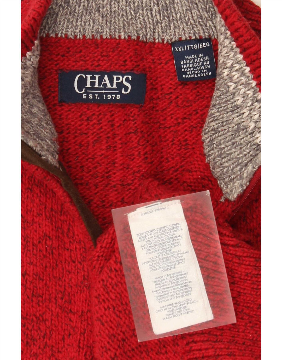 Męski sweter z zamkiem błyskawicznym Chaps 2XL, bawełniany w czerwone plamki