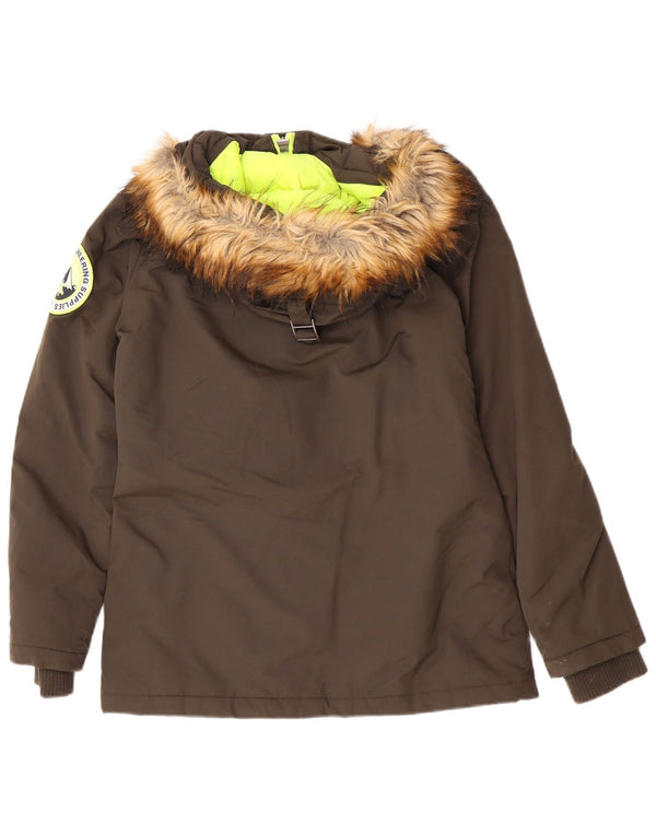 Damska kurtka typu parka Superdry z kapturem, oversize UK 10, mała, nylon w kolorze khaki