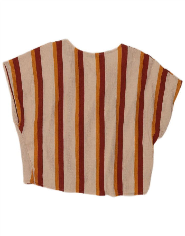 Damska bluzka Zara Trafaluc Top UK 14 z poliestru w duże złamane białe paski