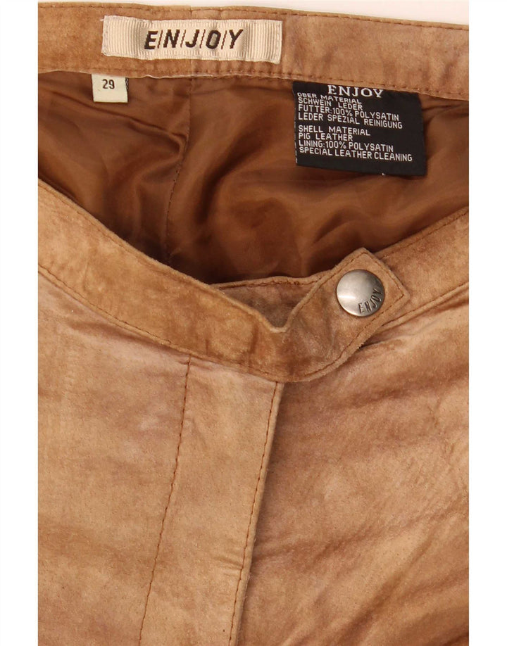 ENJOY Damskie zamszowe spodnie Bootcut W29 L30 Brązowa skóra