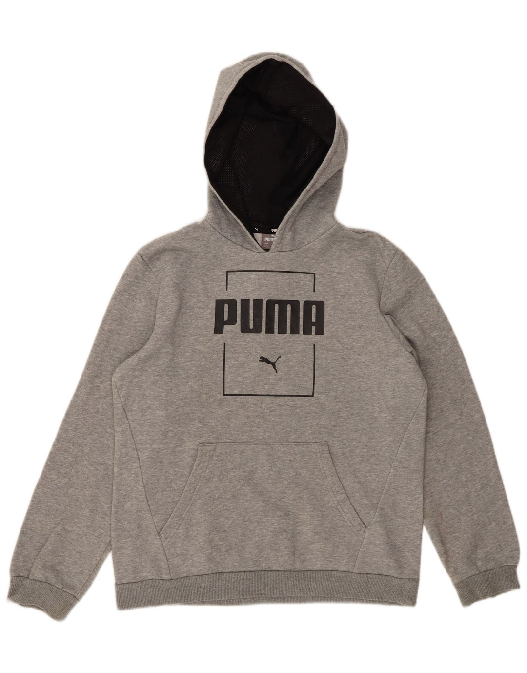 Chłopięcy sweter z kapturem i grafiką PUMA, 13-14 lat, szary