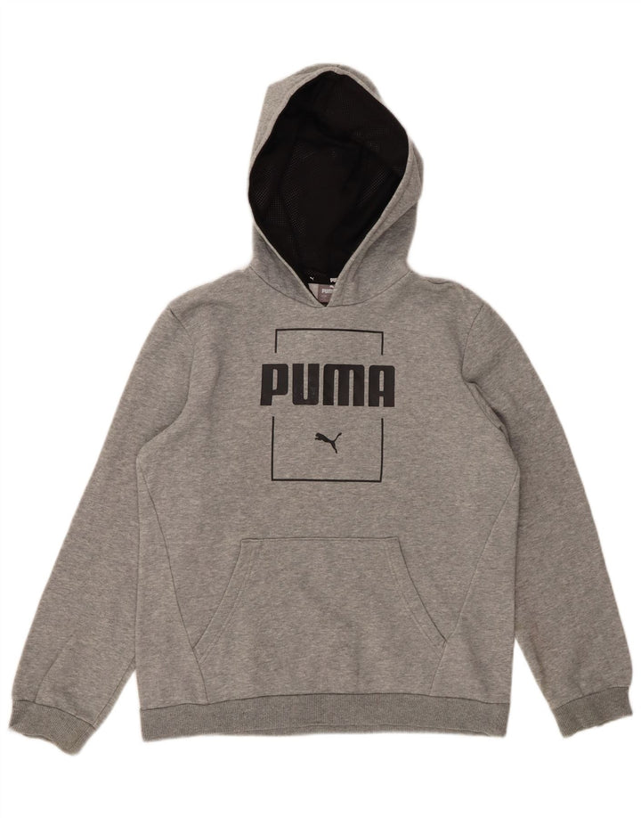 Chłopięcy sweter z kapturem i grafiką PUMA, 13-14 lat, szary