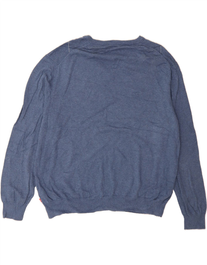 IZOD Męski sweter z dekoltem w kształcie litery V, 2XL, niebieski Argyle/diamentowa bawełna
