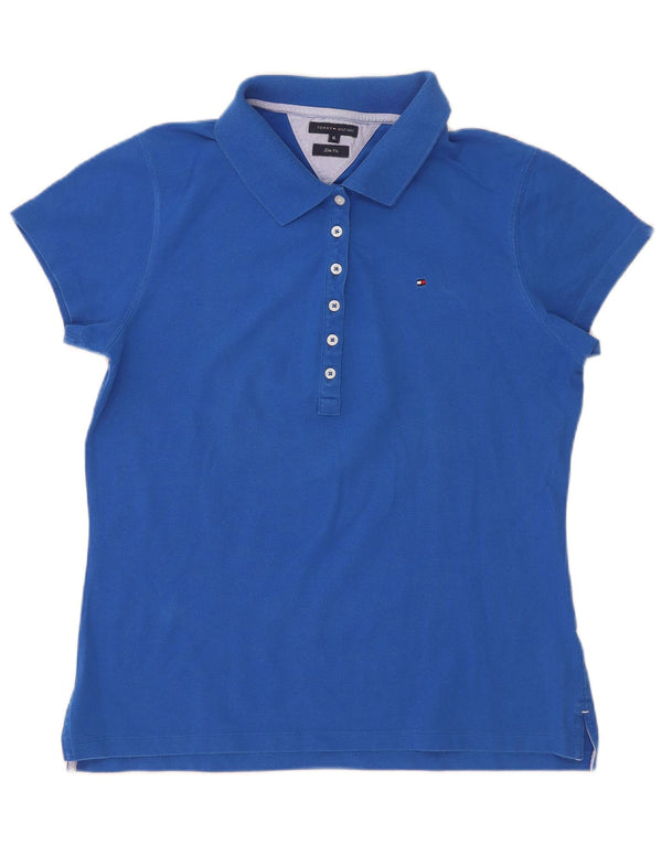 Damska koszulka polo Slim Fit Tommy Hilfiger UK 18 XL, niebieska bawełna