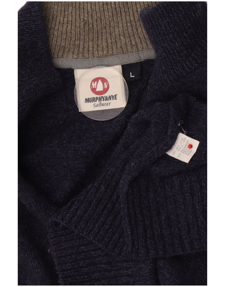 Męski sweter z zamkiem błyskawicznym Murphy & Nye, duży, granatowy, wełniany