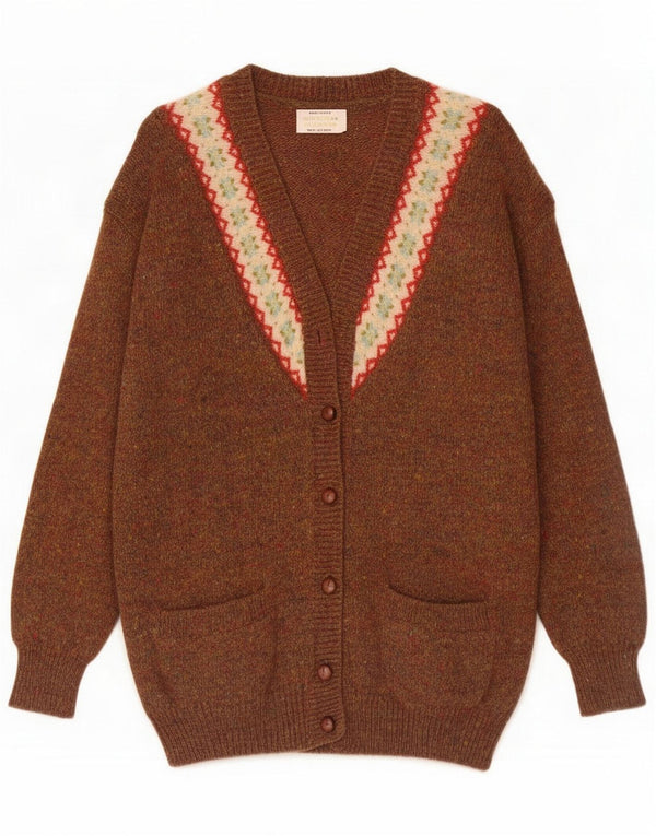 Damski sweter oversize firmy Benetton UK 6 XS Brown Fair Isle