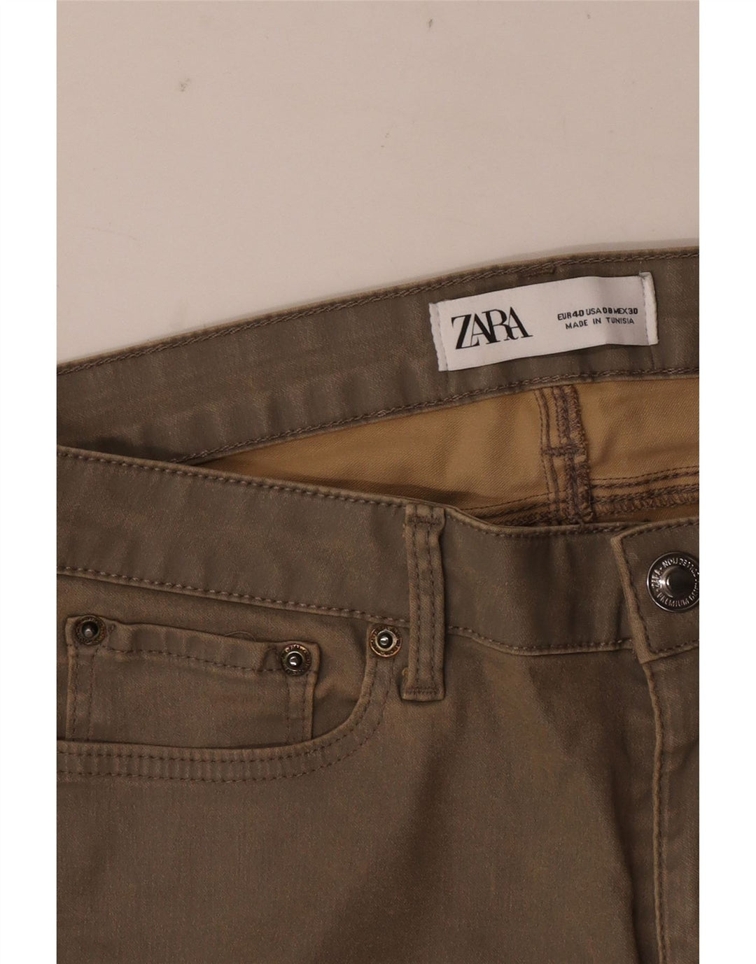 Damskie jeansy skinny Zara EU 40 Medium W30 L26 Khaki