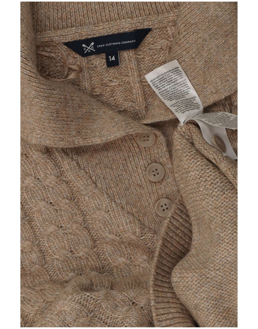 Crew Clothing Damski sweter z golfem UK 14, średni beżowy poliester