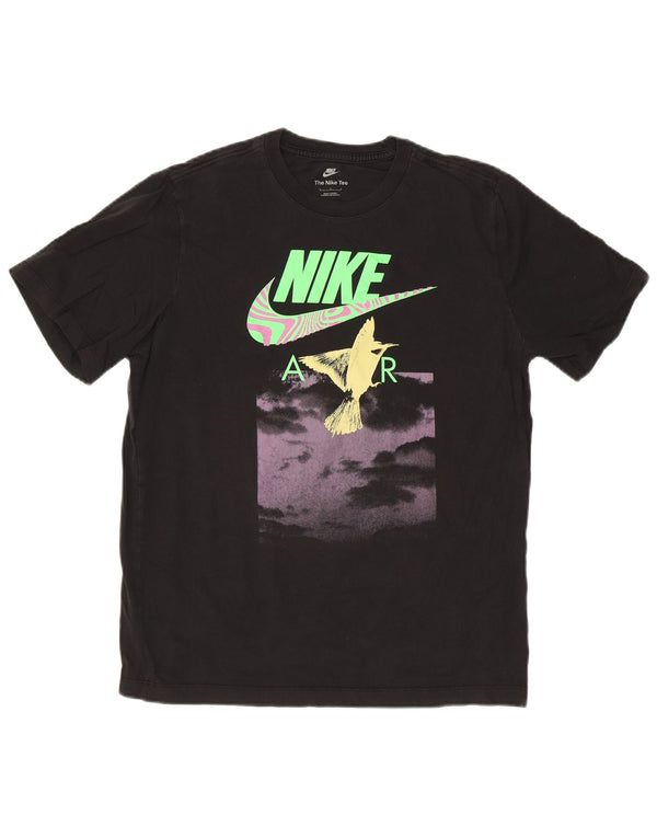 Męski T-shirt z grafiką Nike, duży, czarny, bawełniany