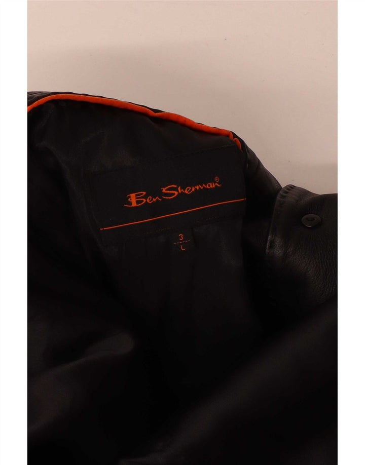 Ben Sherman Męska skórzana marynarka zapinana na 3 guziki UK 40, duża czarna