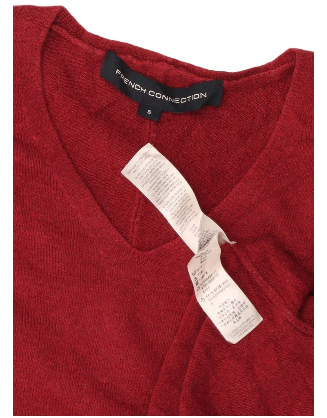 Sweter damski FRENCH CONNECTION z dekoltem w kształcie litery V, UK 10, mały, bordowy