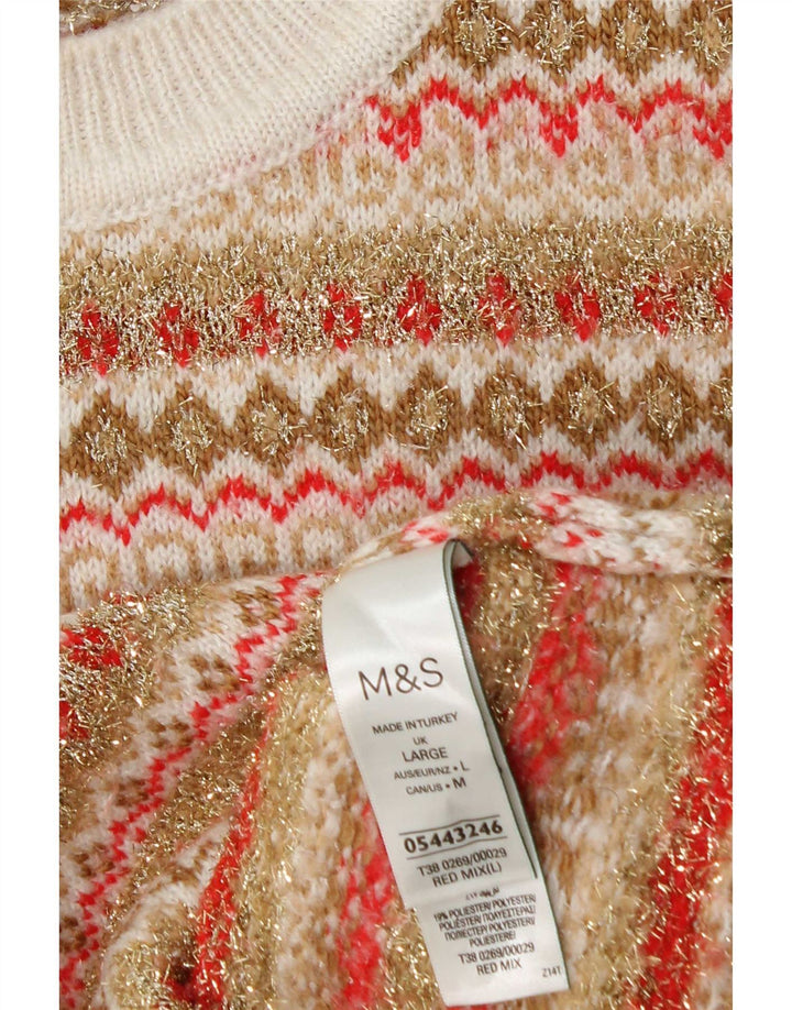 Marks & Spencer Damski sweter z okrągłym dekoltem, UK 16, duży, wielokolorowy