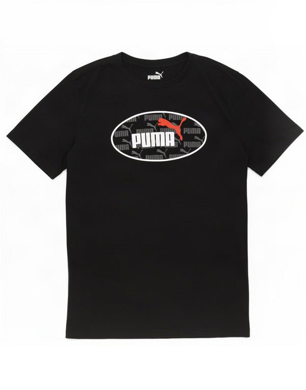 Chłopięcy T-shirt z grafiką Puma, 12-13 lat, duży, czarny, bawełniany