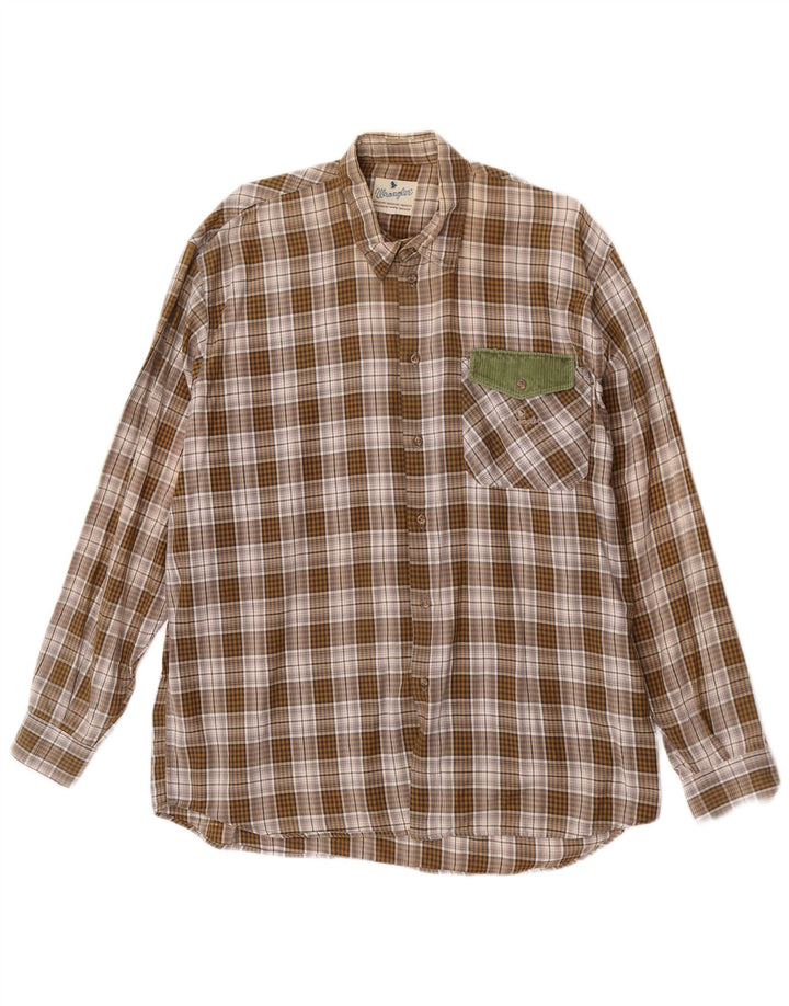 Męska koszula flanelowa Wrangler XL w brązową kratkę