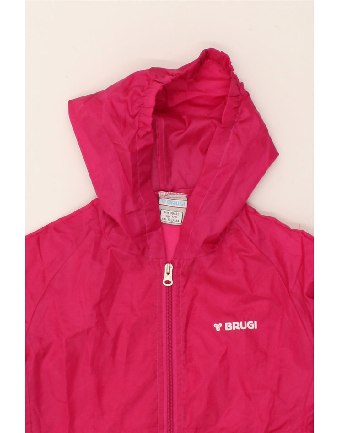 BRUGI Girls Hooded Rain Jacket 7-8 Years Pink Vintage Brugi and Second-Hand Brugi from Messina Hembry 