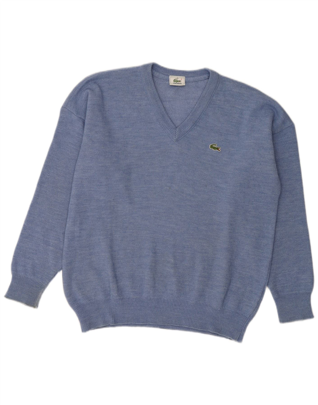 Lacoste Męski sweter z dekoltem w kształcie litery V, rozmiar 5, duży, niebieski, wełniany