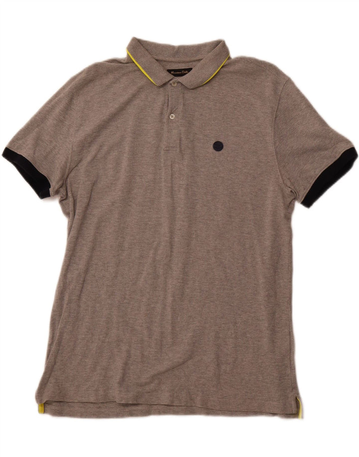 Męska koszulka polo o swobodnym kroju MASSIMO DUTTI, duża, szara