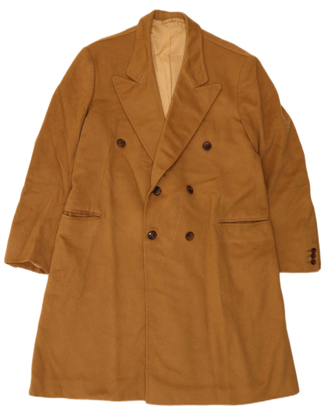 Vintage męski płaszcz dwurzędowy UK 36 Small Beige