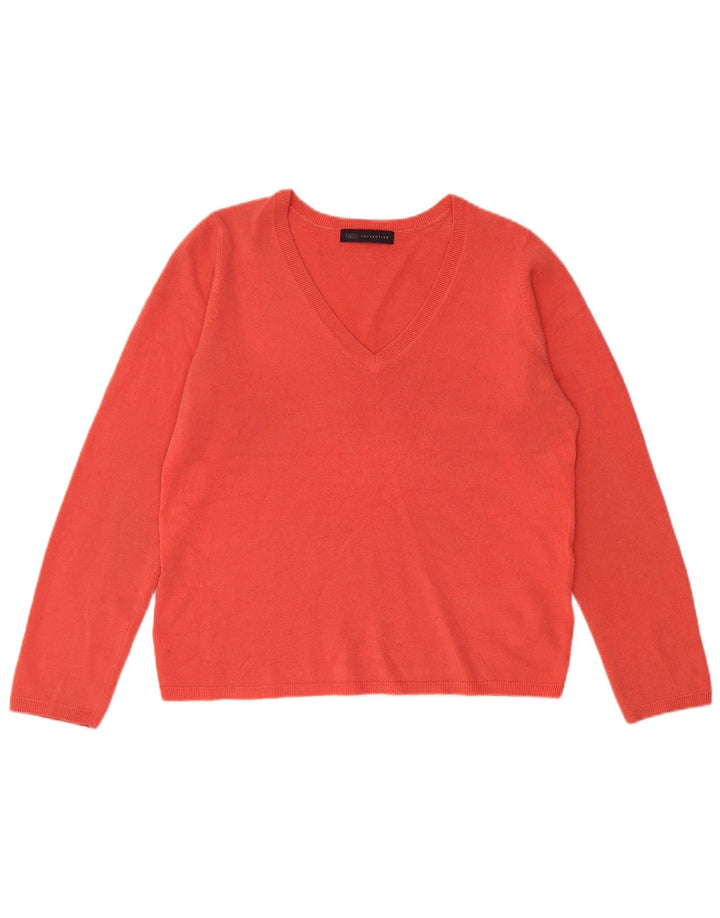 Marks & Spencer Damski sweter z dekoltem w kształcie litery V, UK 12, średni czerwony akryl