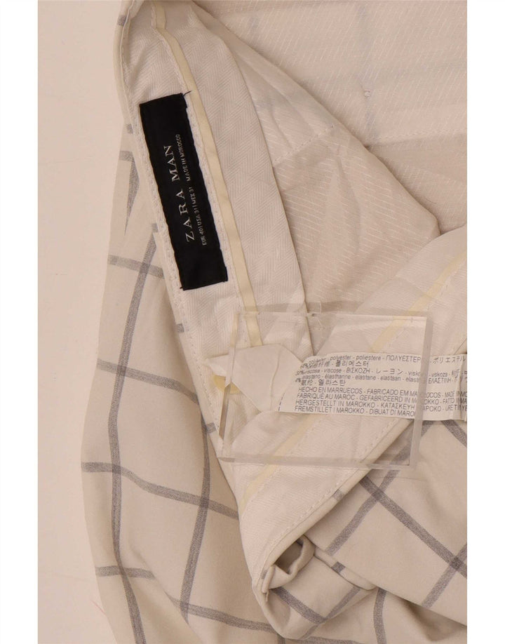 Męskie spodnie chino Zara EU 40 Medium W31 L33, poliester w białą kratkę