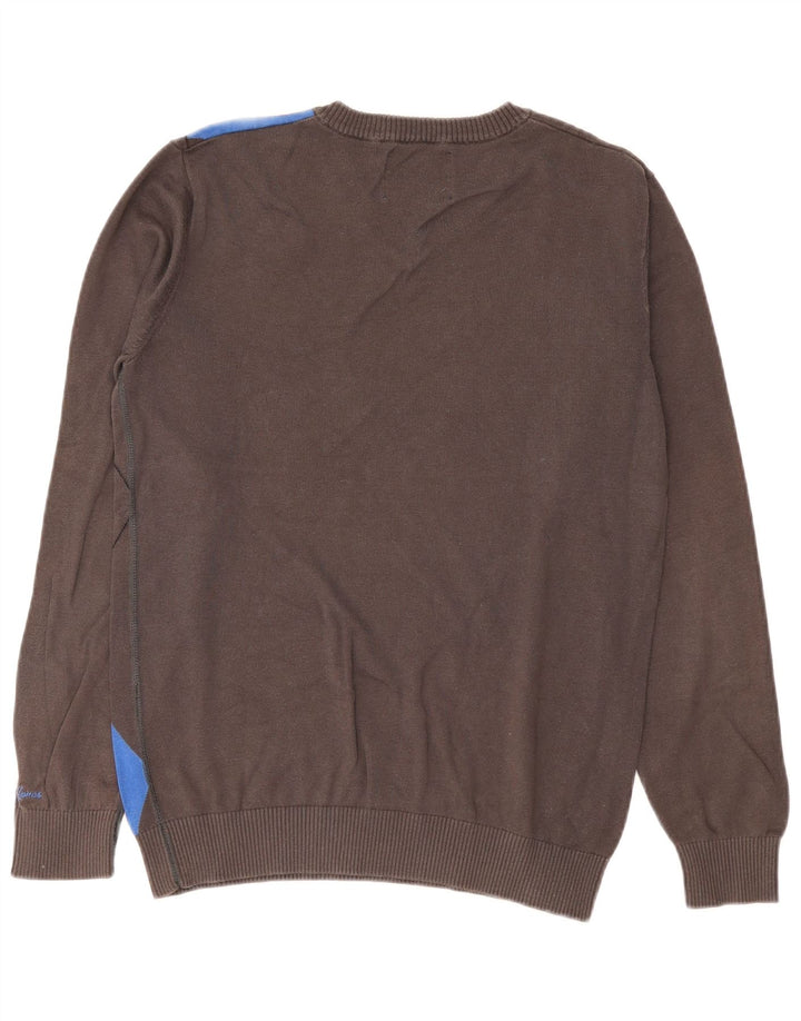 Męski sweter Jack & Jones z dekoltem w kształcie litery V, duży, szary, wykonany z tkaniny argyle/diamentowej bawełny