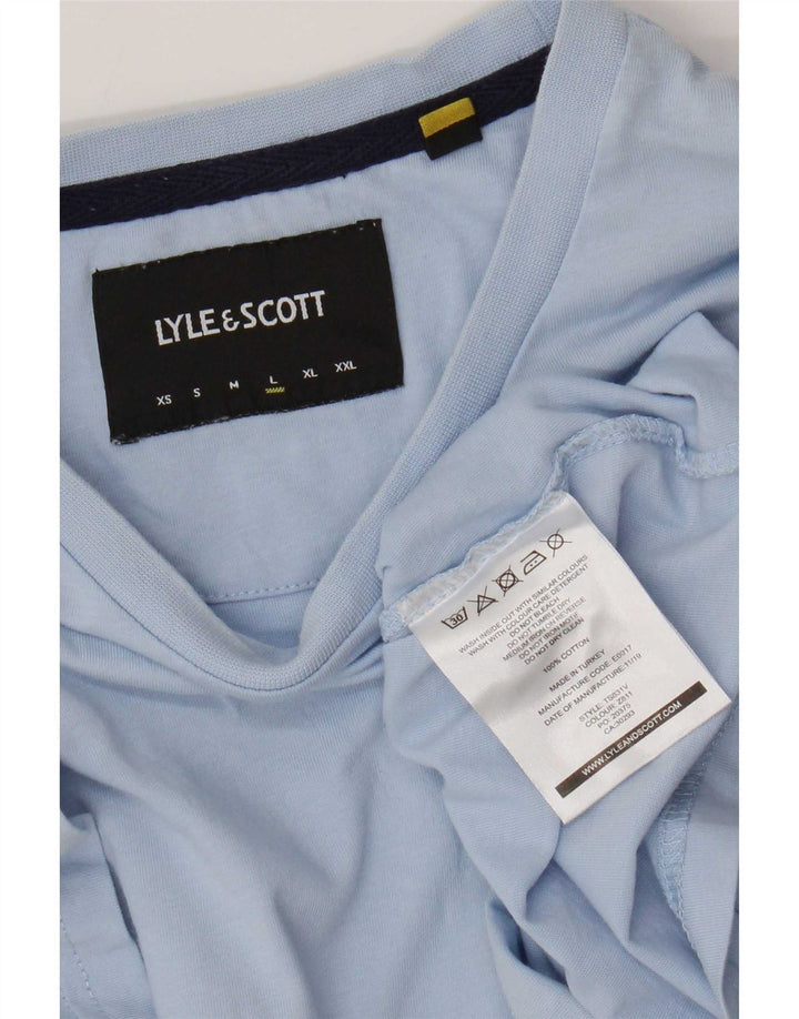 T-shirt męski Lyle & Scott, duży, niebieski, bawełniany z blokami kolorów