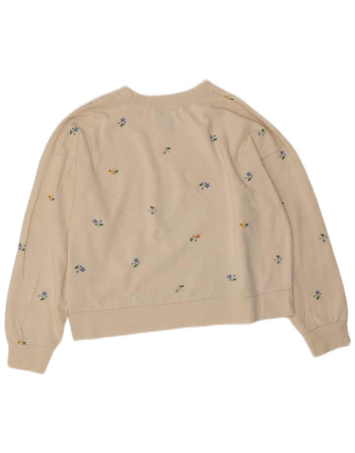 Damska bluza oversize Gap Graphic UK 16, duża w kolorze złamanej bieli, w kwiaty