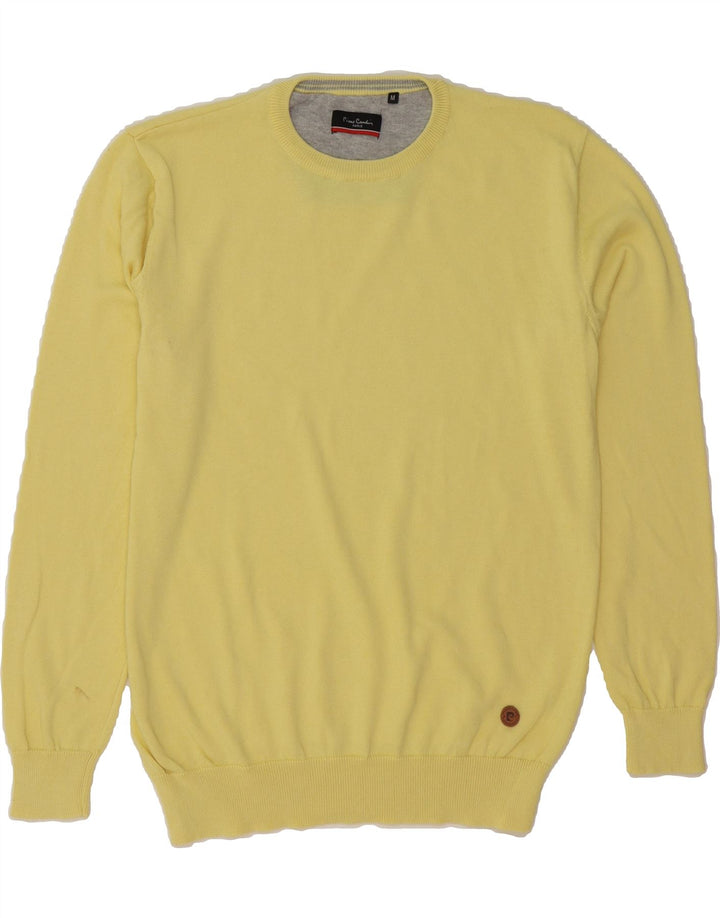 PIERRE CARDIN Mens Crew Neck Jumper Sweater Medium Yellow Cotton Vintage Pierre Cardin and Second-Hand Pierre Cardin from Messina Hembry 