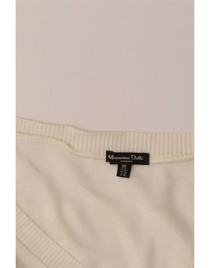Damski sweter Massimo Dutti z dekoltem w kształcie litery V, UK 12, średni złamanej bieli