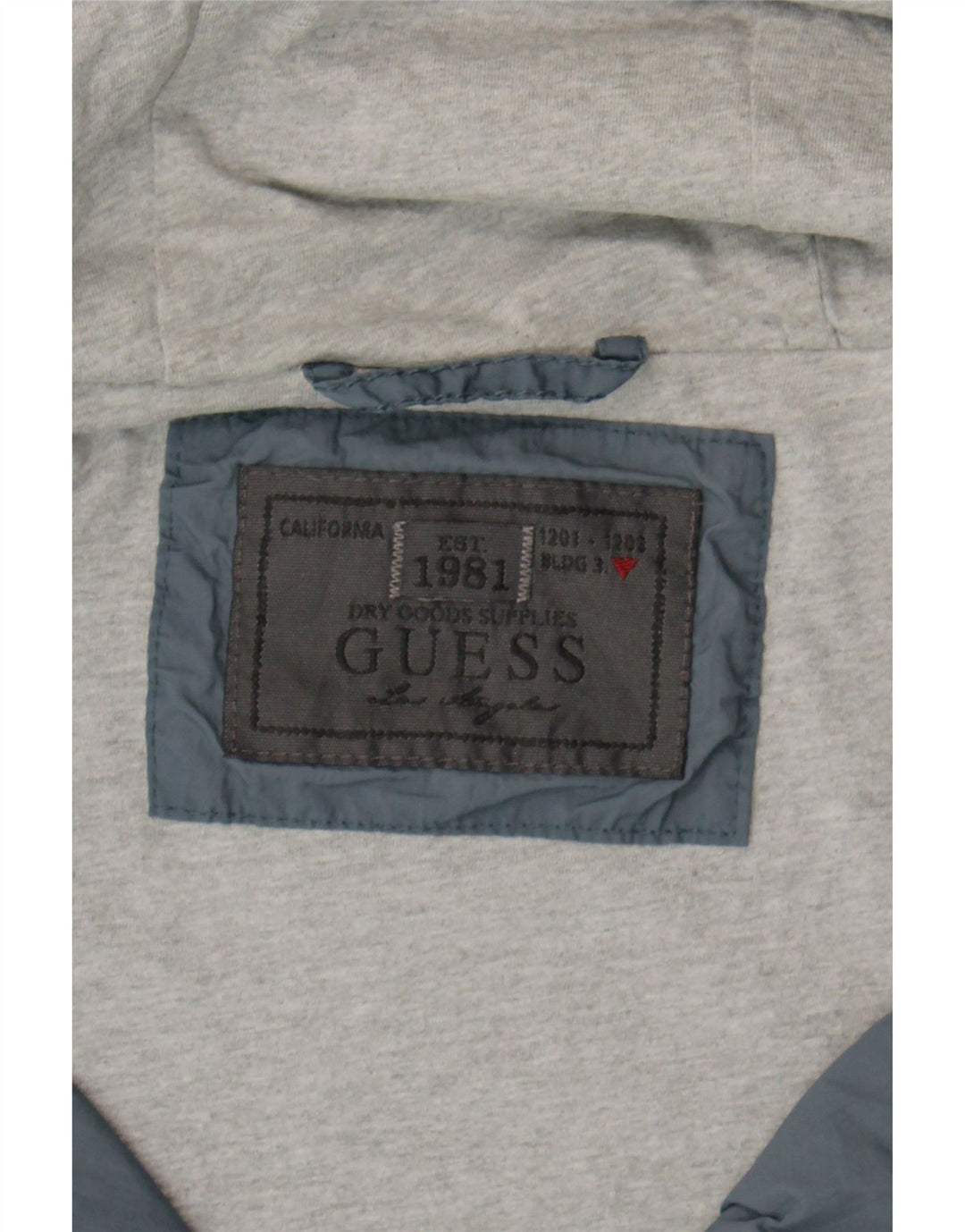 GUESS Mens Graphic Hooded Bomber Jacket UK 40 Large Grey Polyester Vintage Guess and Second-Hand Guess from Messina Hembry 