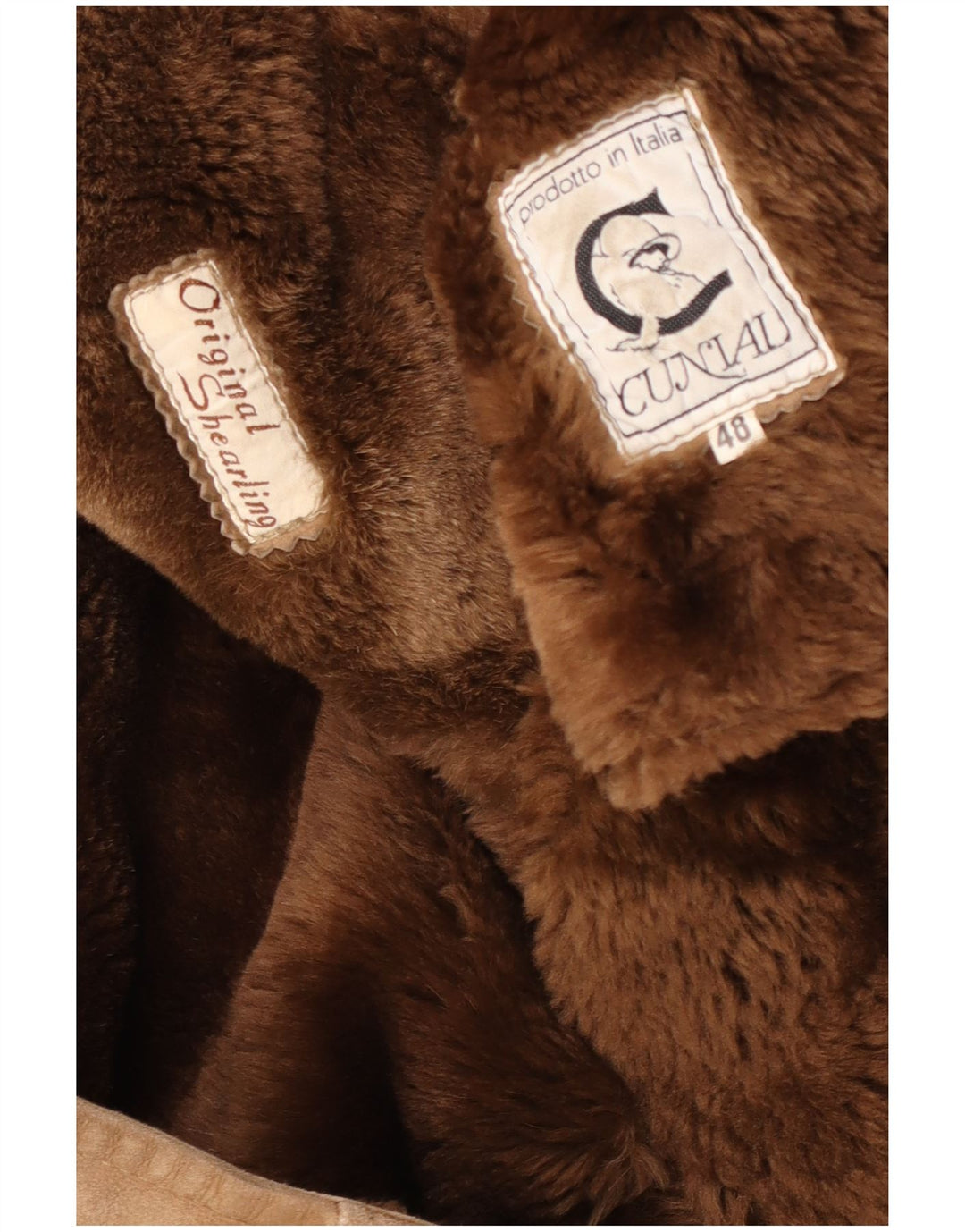 Vintage męska kurtka shearling IT 48 średnio brązowa skóra
