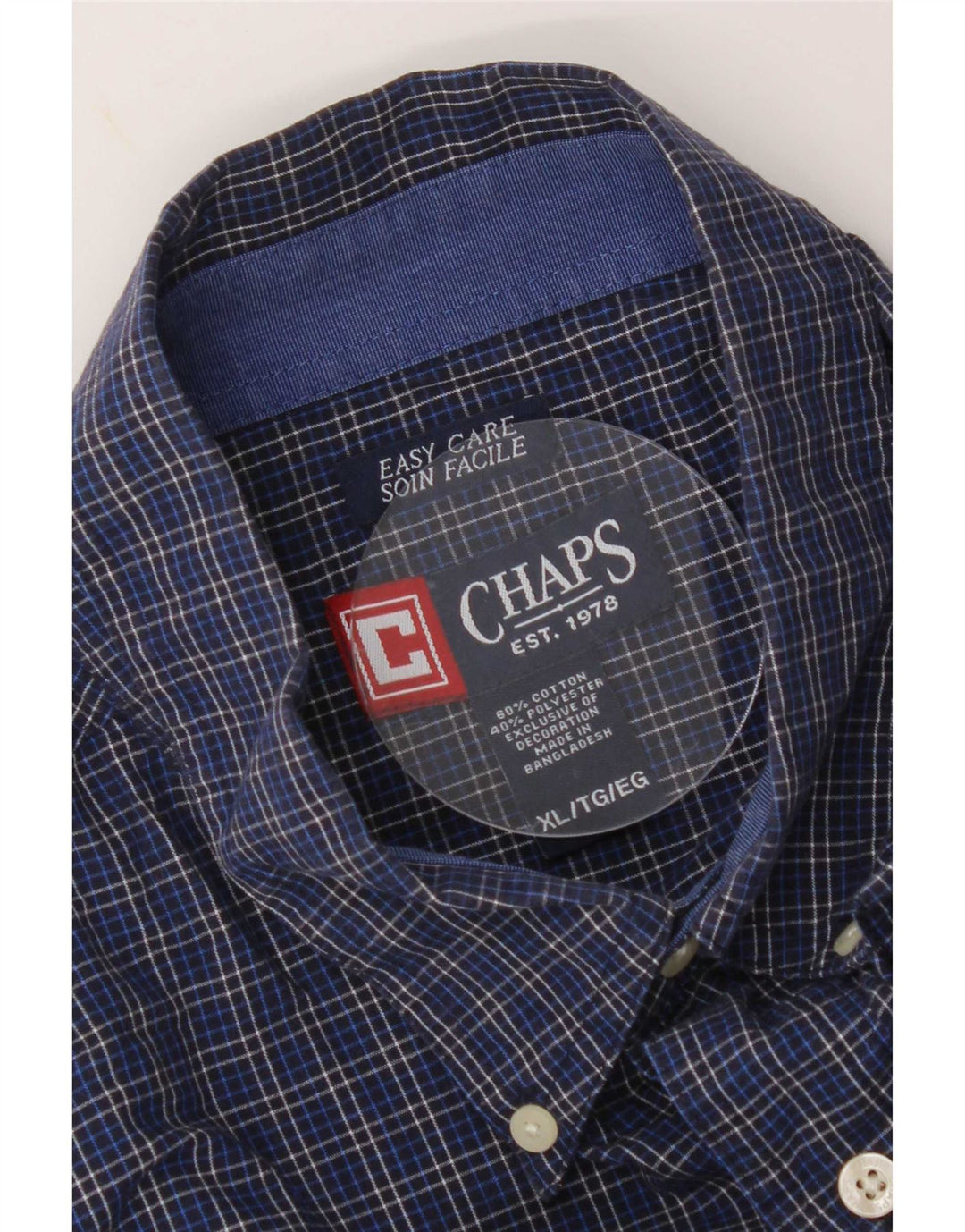 Koszula męska Chaps Easy Care XL, bawełniana w granatową kratkę