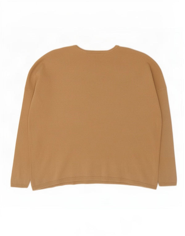 Damski sweter oversize Zara z okrągłym dekoltem UK 10 Small, beżowy, bawełniany