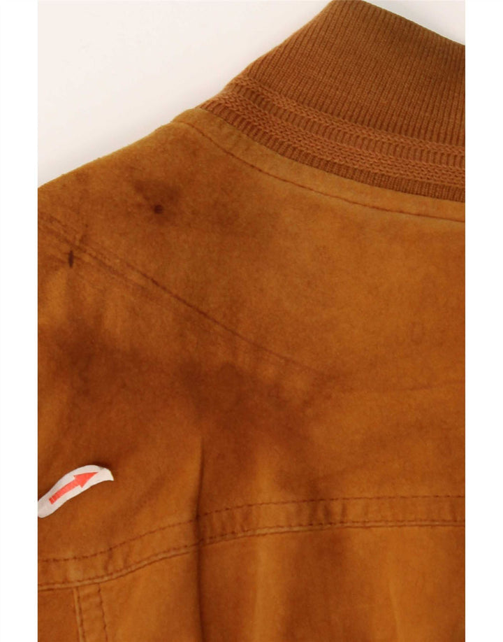 Vintage damska zamszowa kurtka bomber UK 18 XL brązowa