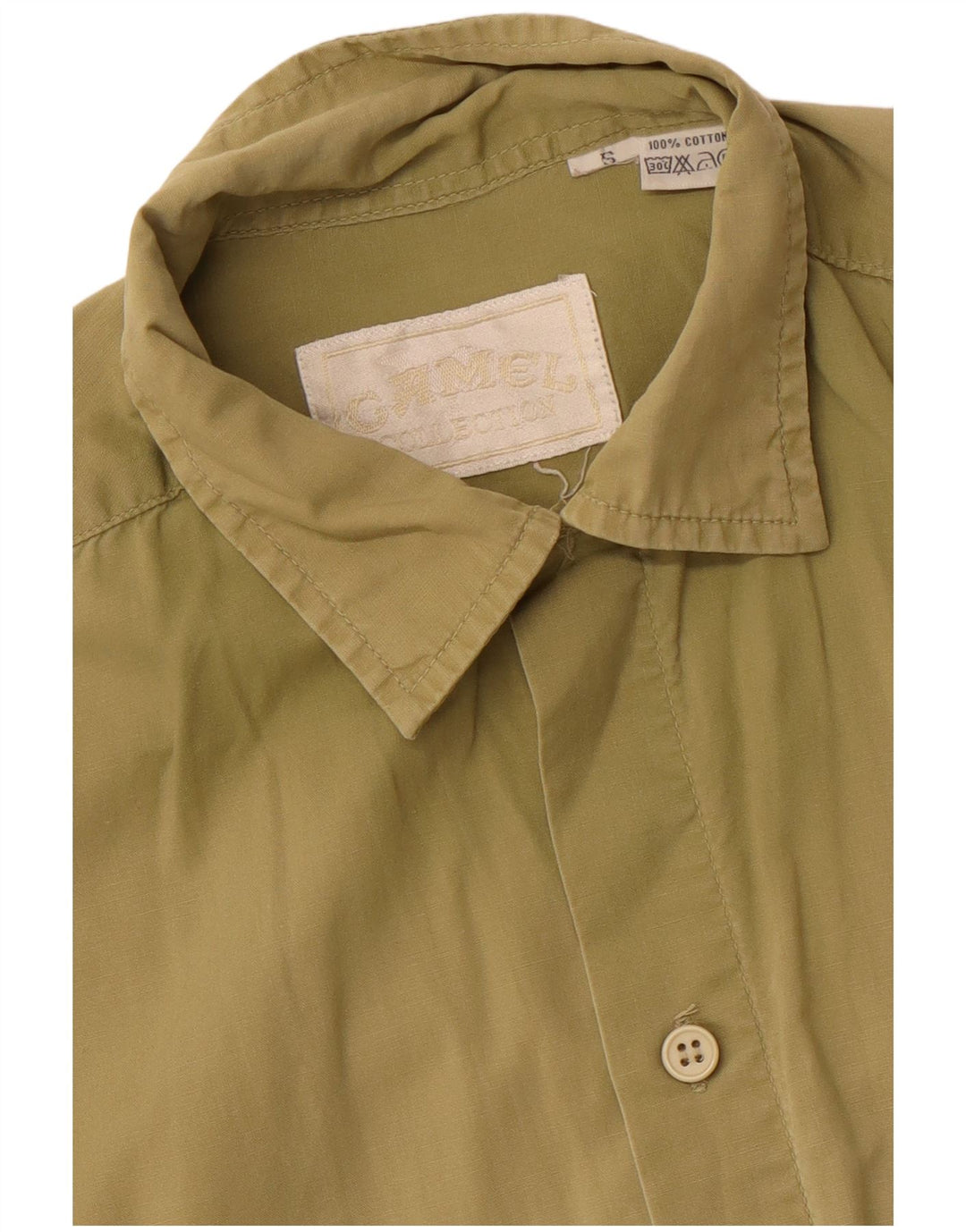 Koszula męska z krótkim rękawem CAMEL ACTIVE, mała, bawełniana w kolorze khaki