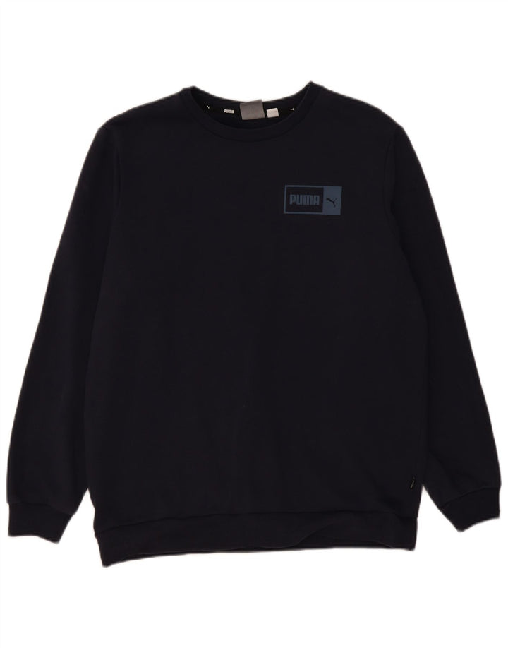 PUMA Mens Sweatshirt Jumper Large Navy Blue Cotton