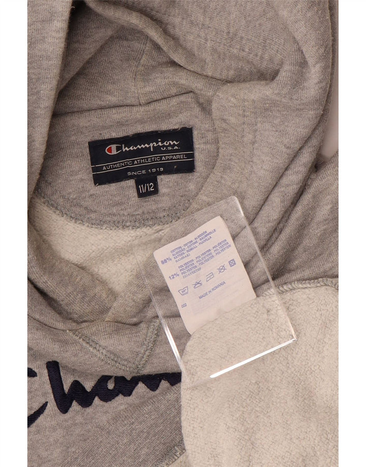 Chłopięcy sweter z kapturem CHAMPION z grafiką 11-12 lat, szara bawełna