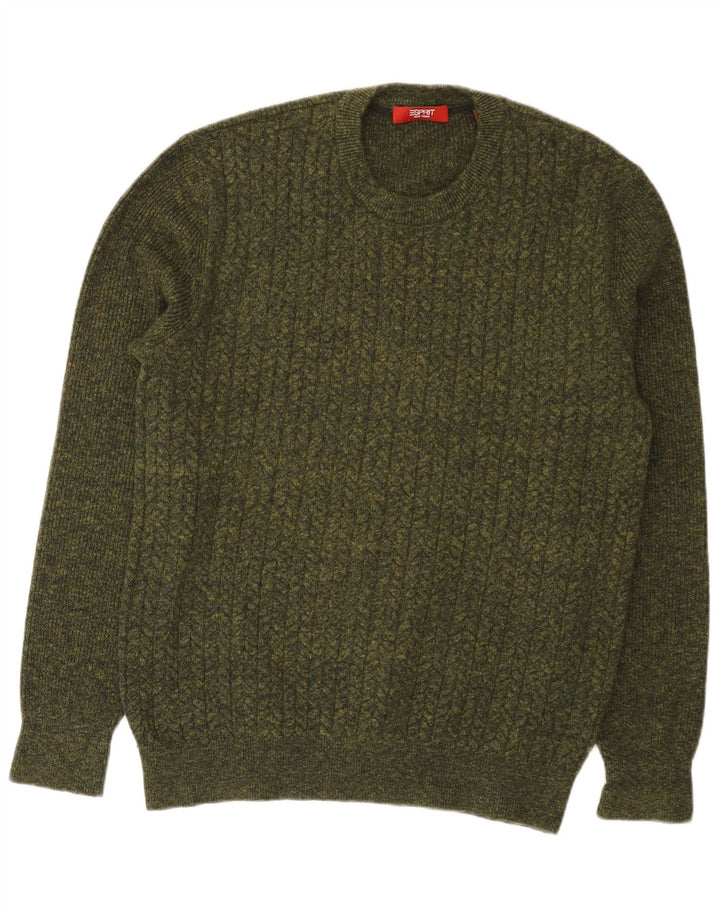 Męski sweter z okrągłym dekoltem Esprit, bawełna w kolorze khaki