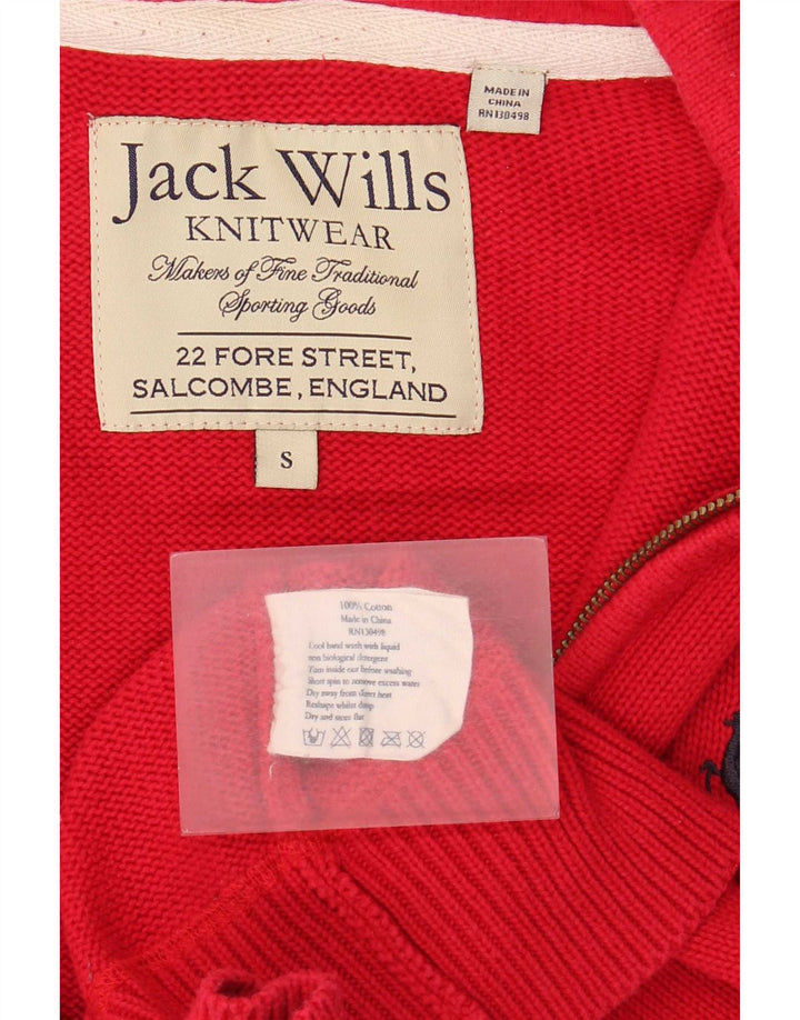 Jack Wills Męski sweter z kapturem, mały, czerwony, bawełniany