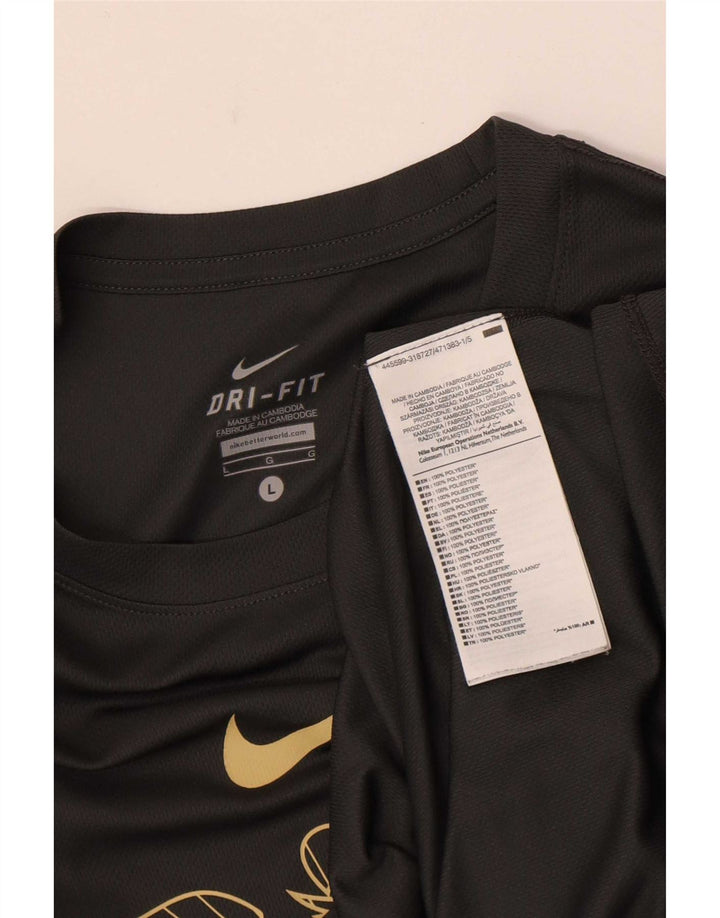 Męski T-shirt z grafiką Nike Dri Fit, duży, szary, poliestrowy