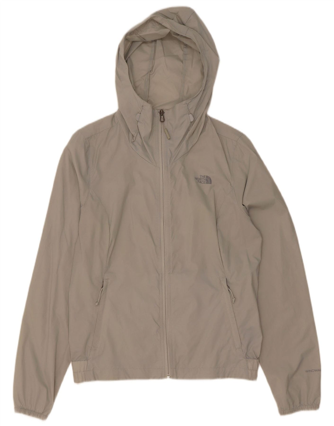 Damska kurtka przeciwdeszczowa z kapturem, oversize, The North Face, UK 10, mała, szara, nylonowa