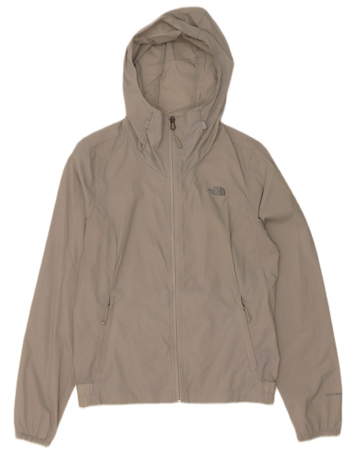 Damska kurtka przeciwdeszczowa z kapturem, oversize, The North Face, UK 10, mała, szara, nylonowa