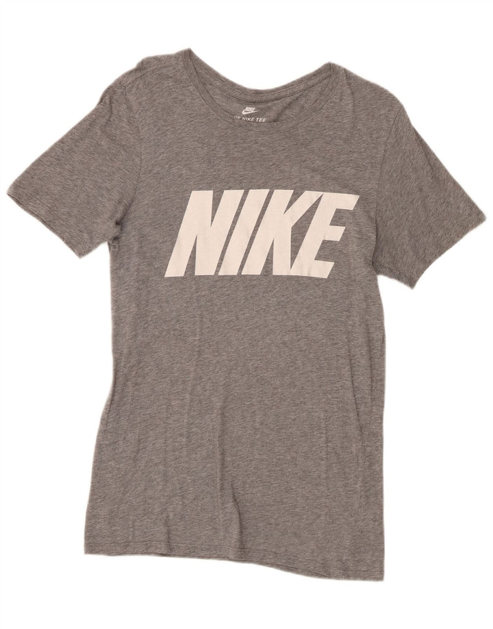 Męski T-shirt Nike o sportowym kroju z grafiką, mały, szary, bawełniany