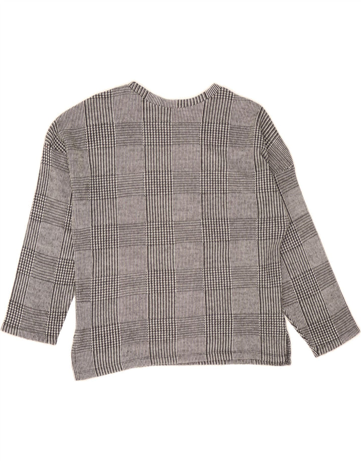 ZARA Womens 3/4 Sleeve Crew Neck Jumper Sweater UK 14 Medium Grey Check Vintage Zara and Second-Hand Zara from Messina Hembry 